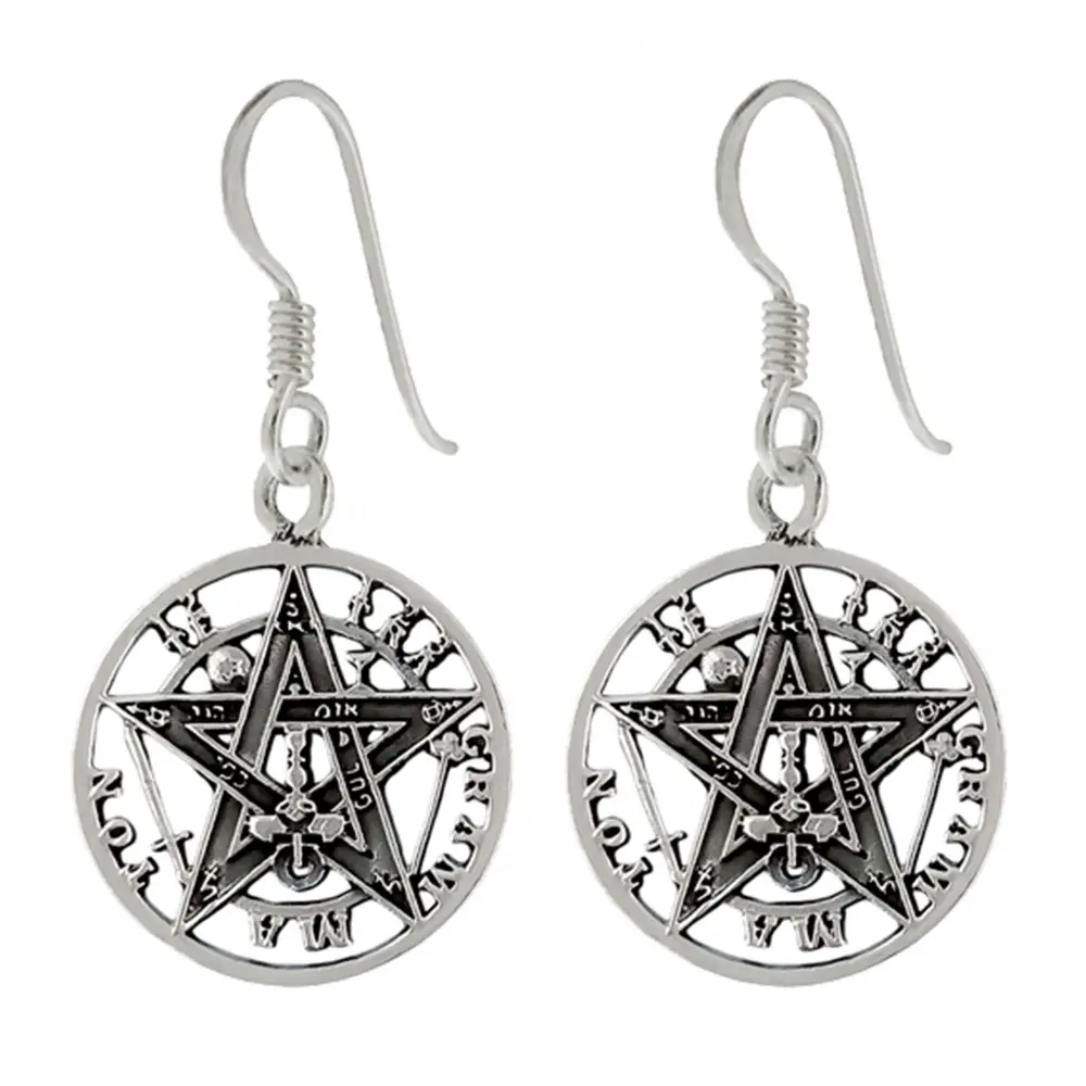 pendiente hippie de plata tetragramatom 14 mm