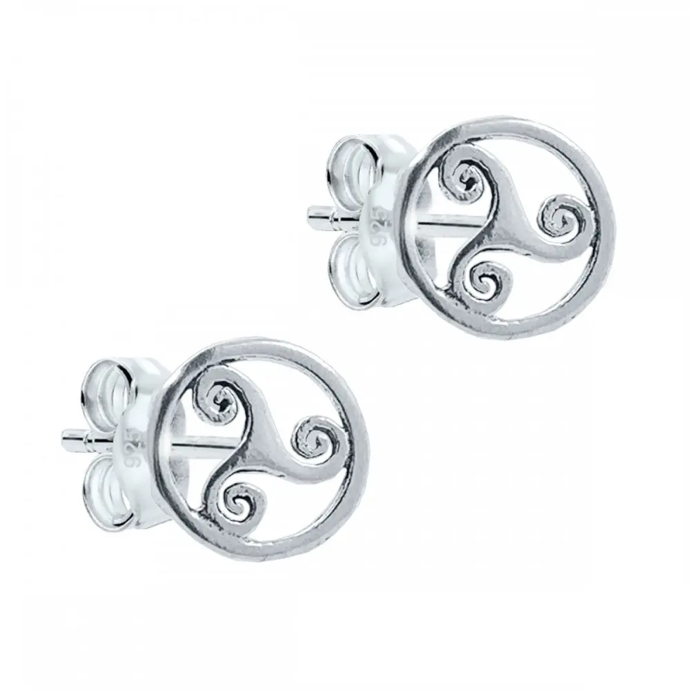 Pendiente de plata mini trisquel circulo 10 mm