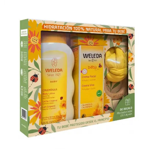 Weleda Pack Hidratación Caléndula Leche Corporal+ Crema Facial + Mordedor