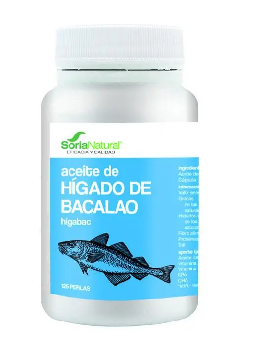 Aceite de Hígado de Bacalao - Soria Natural - 125 perlas x 500 mg