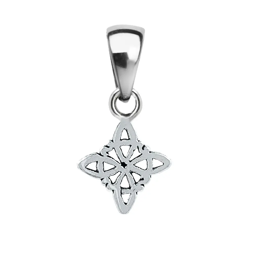 Colgante charm de plata envejecida nudo de brujas, 10 mm