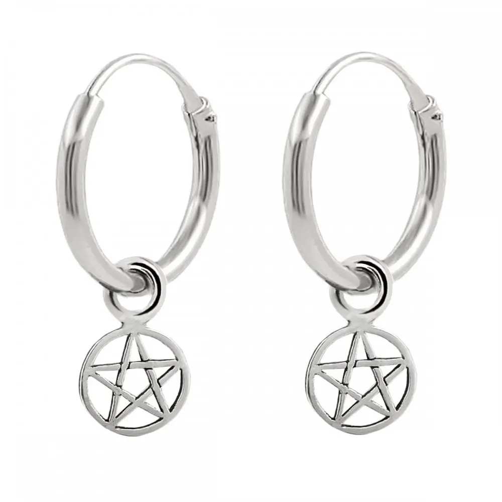 Aros de plata 1,2 x 12 mm con colgante estrella