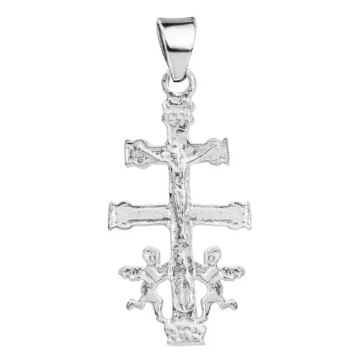 [1000658] Colgante de plata cruz de caravaca , 30 x 15 mm