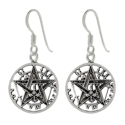 [0500287] pendiente hippie de plata tetragramatom 14 mm