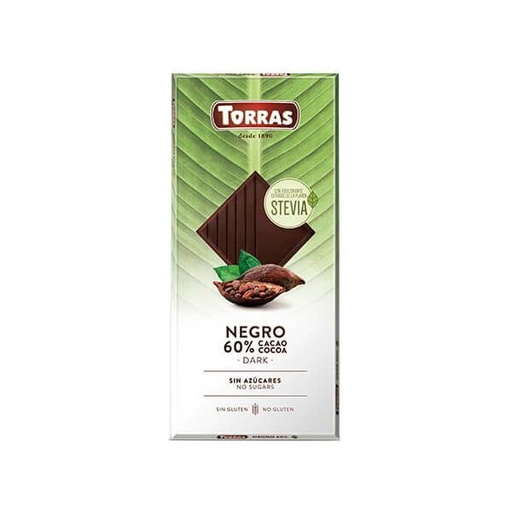 [45387] CHOCOLATE NEGRO 60% CACAO CON STEVIA, 100 g