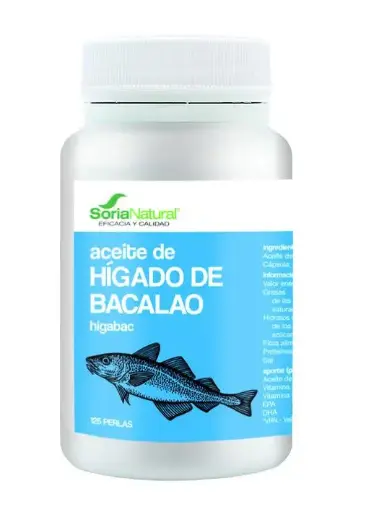 [8422947060749] Aceite de Hígado de Bacalao - Soria Natural - 125 perlas x 500 mg