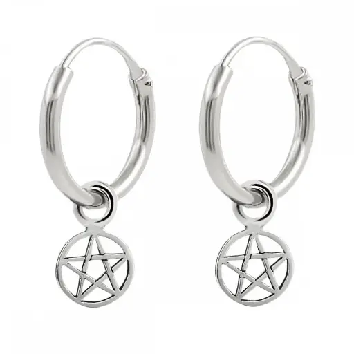 [1200687] Aros de plata 1,2 x 12 mm con colgante estrella