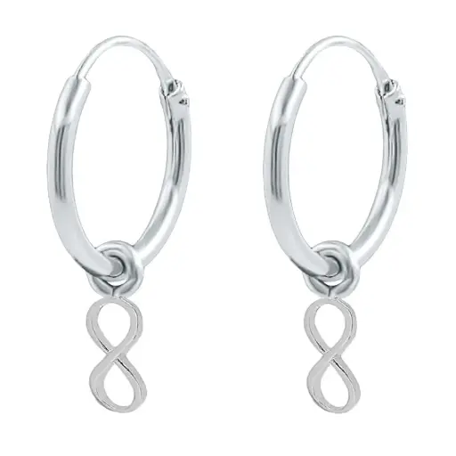 [1200181] Aros de de plata 1,2 x12 mm con colgante de charm infinito