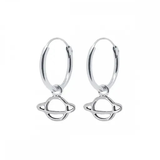 [1200593] Aros de plata 1.2 x 12 mm con charm de planeta